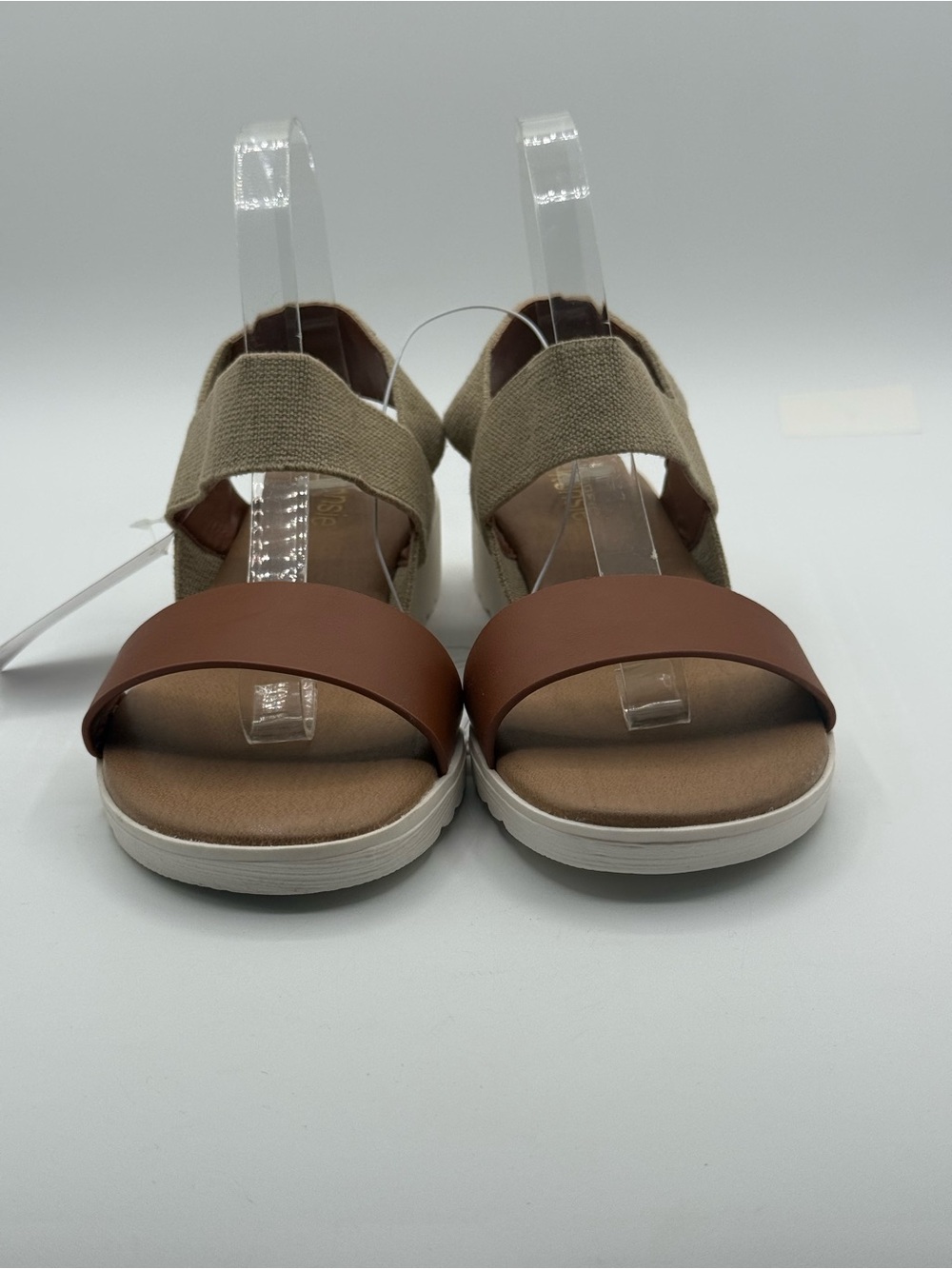 Kensie Everlee Comfort Sandals Brown Beige Crisscross Platform Slides Casual - Picture 11 of 13